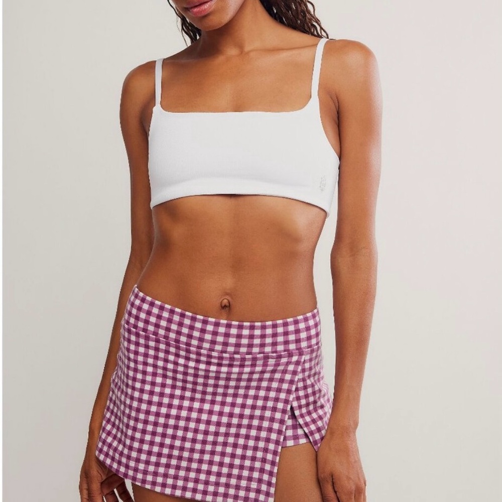 FP Movement by Free People Hot Shot Mini Skirt with shorts Purple and White - Picture 2 of 7